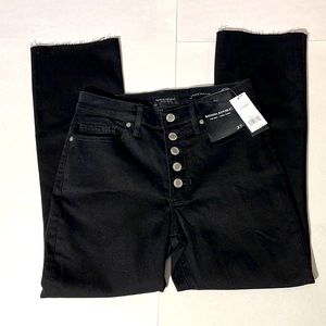 Banana Republic premium denim black mid-rise crop flare sz 27 NEW stretch jeans